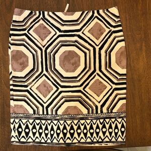 LOFT Black and Cream Geometric Pencil Skirt